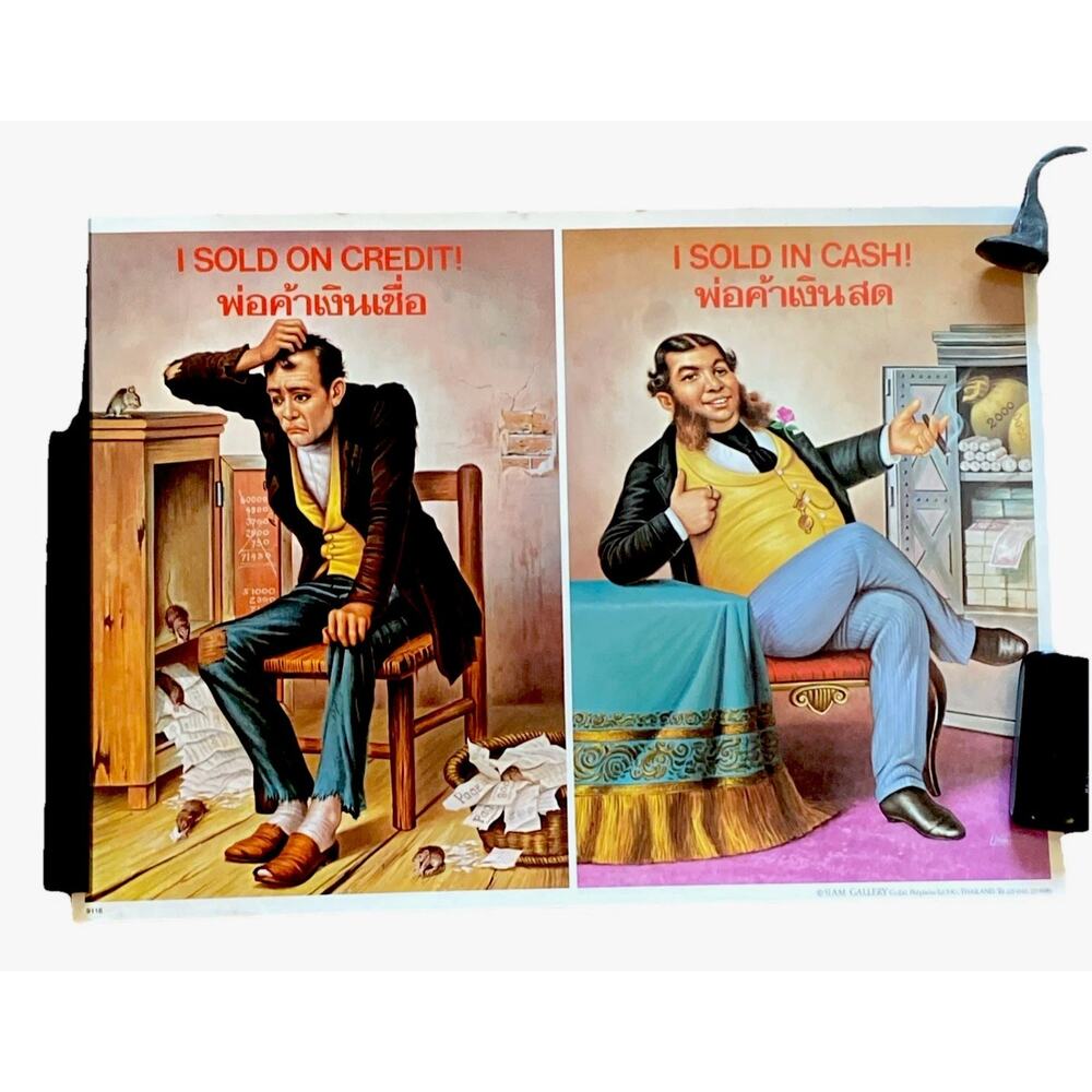 VTG I sold on Credit I Sold in Cash Thai & English Poster Shifty Loan Regretful